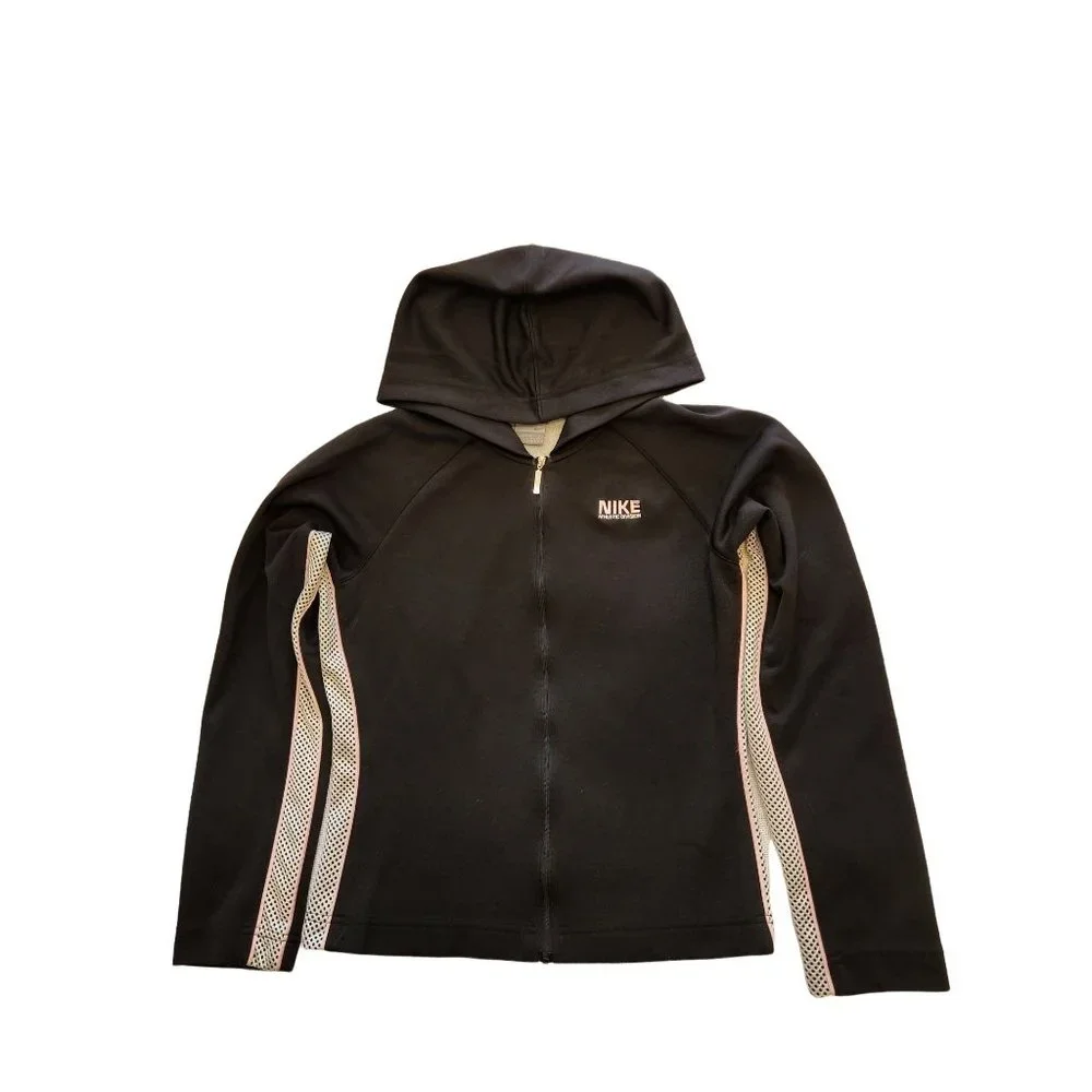 Nike Black Hoodie Zip Up Jacket Pink Stripe - Picture 1 of 11